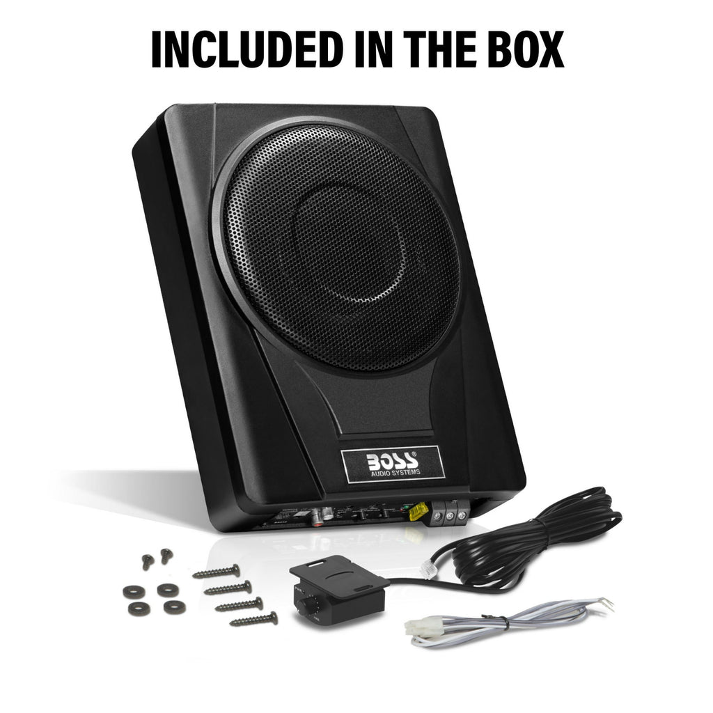 BOSS 8 inch Powered Under Seat Car Subwoofer – 800 Watts Max, Single 4 Ohm Voice Coil.