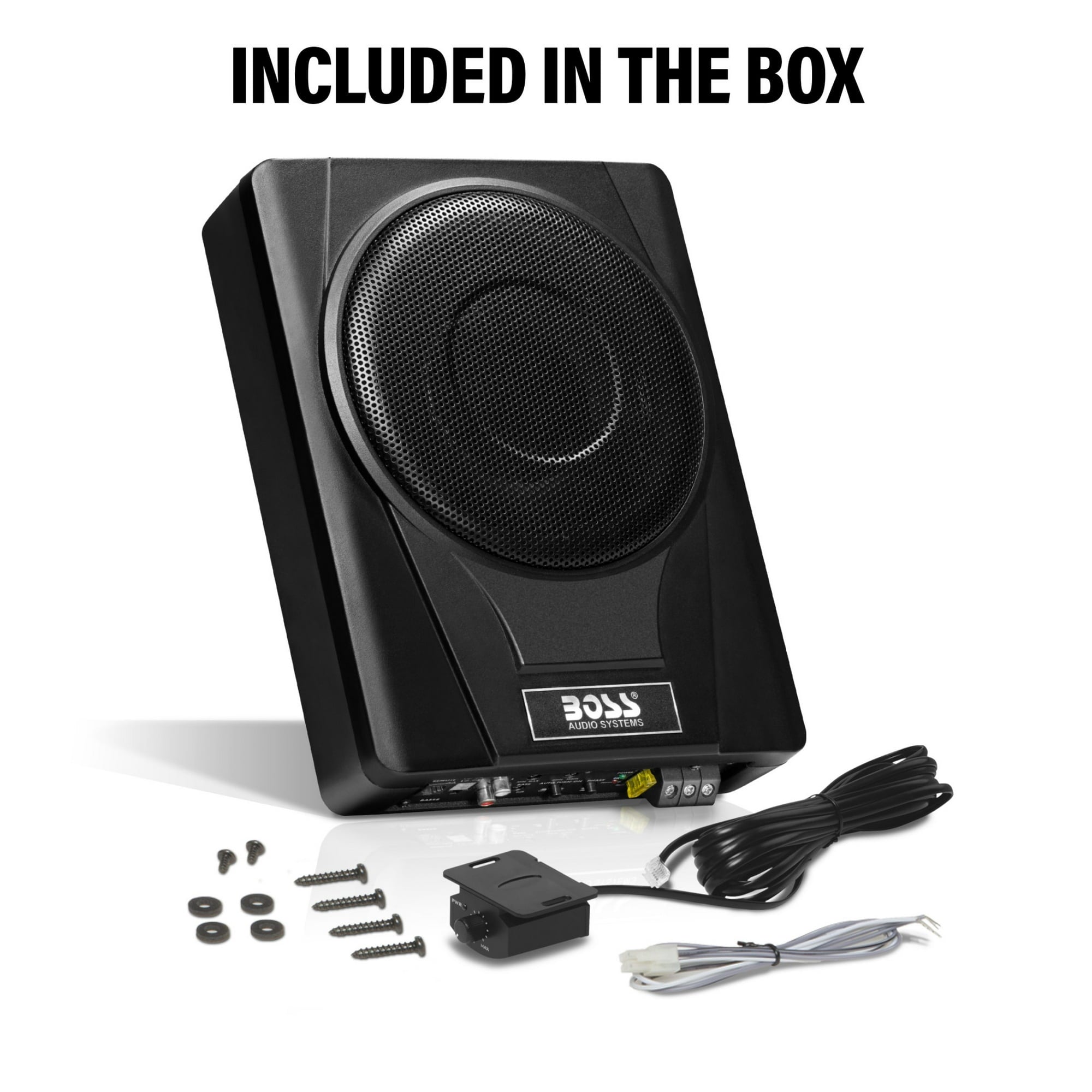 BOSS 8 inch Powered Under Seat Car Subwoofer – 800 Watts Max, Single 4 Ohm Voice Coil.