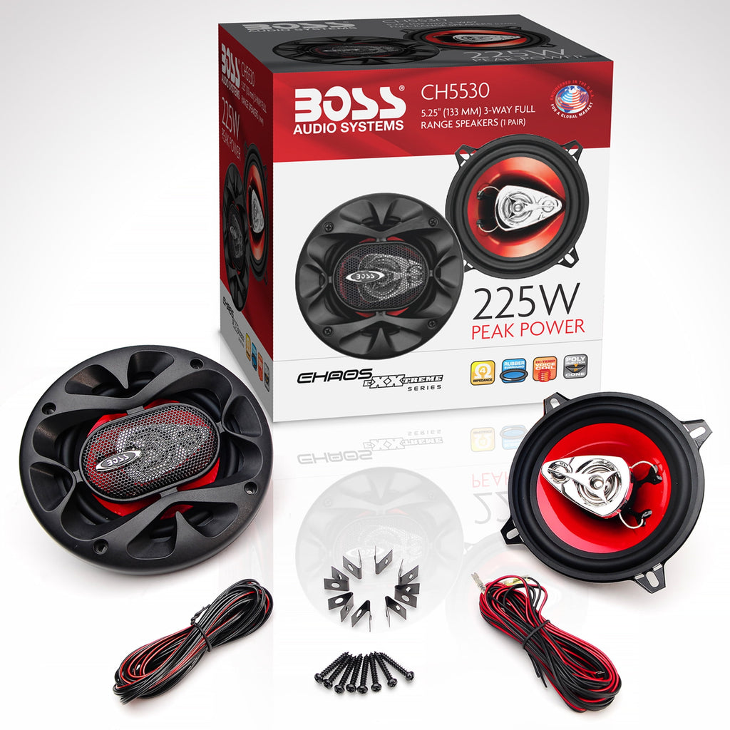 BOSS Audio 5.25” Car Speakers, 225 Watts, Full Range, 3 Way Pair.