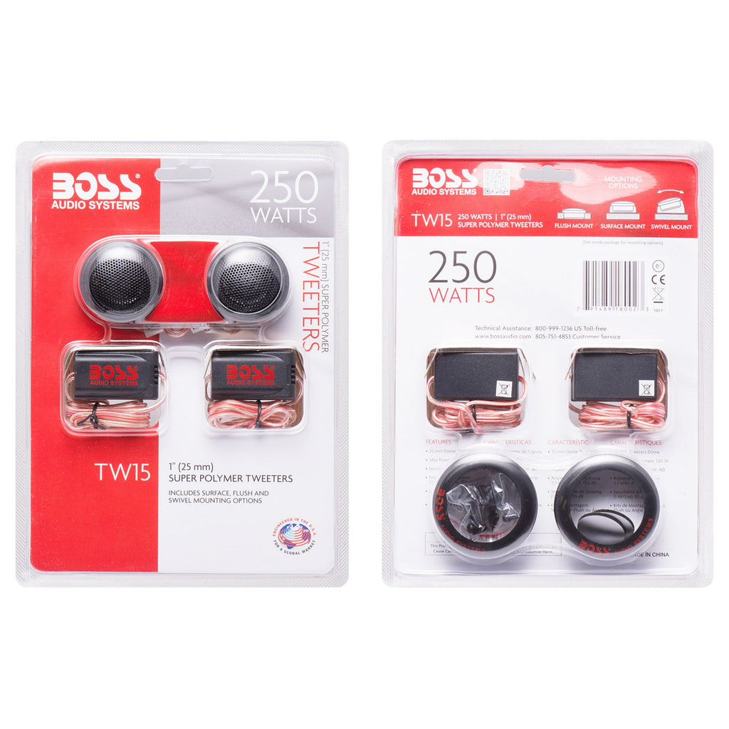 Boss Tw15 250W 1 Micro-Dome Tweeter W/ X-Over (Sold As Pair)