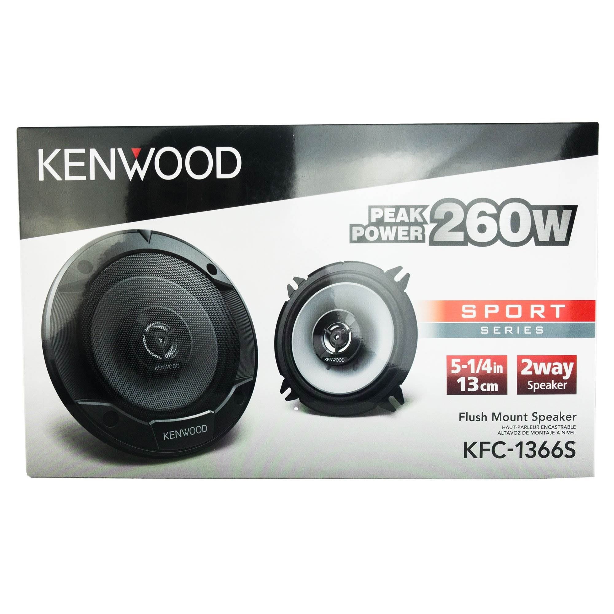 KENWOOD Sport Series Coaxial Speakers (5.25", 2 Way, 250 Watts), KFC-1366S