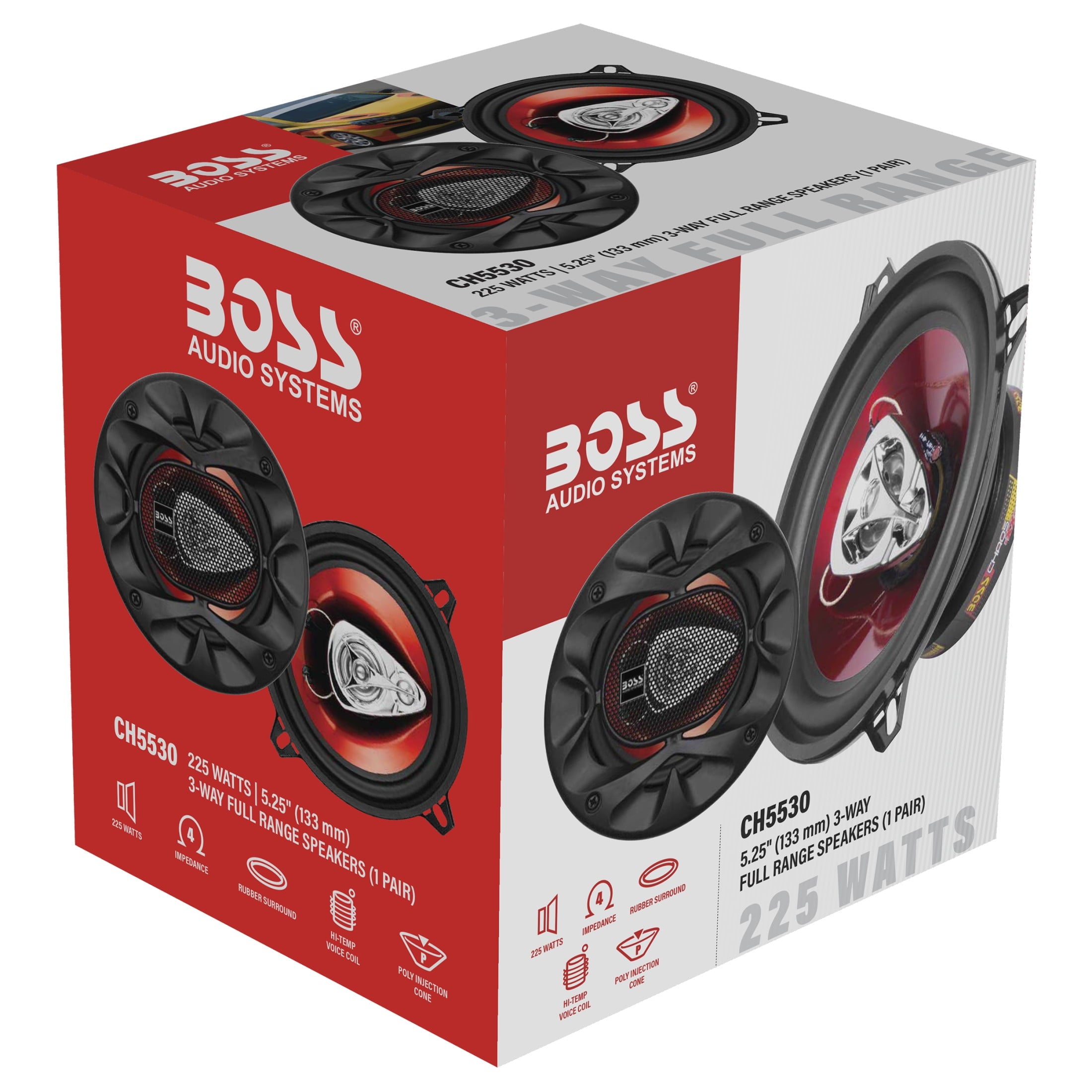 BOSS Audio 5.25” Car Speakers, 225 Watts, Full Range, 3 Way Pair.