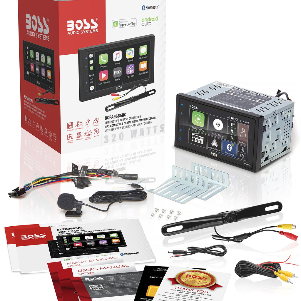 Boss Car Miltimedia .75" Double-DIN Touchscreen, Bluetooth AM/FM Radio Receiver - Black