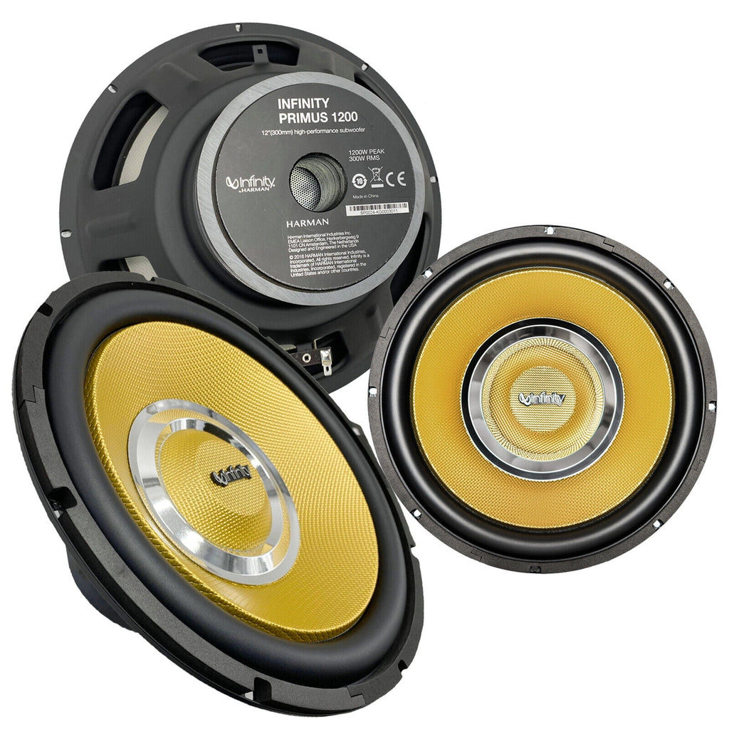 High Performance Pair 2-Speakers  Infinity PRIMUS 1200 12" 2400W Car Subwoofers, Black