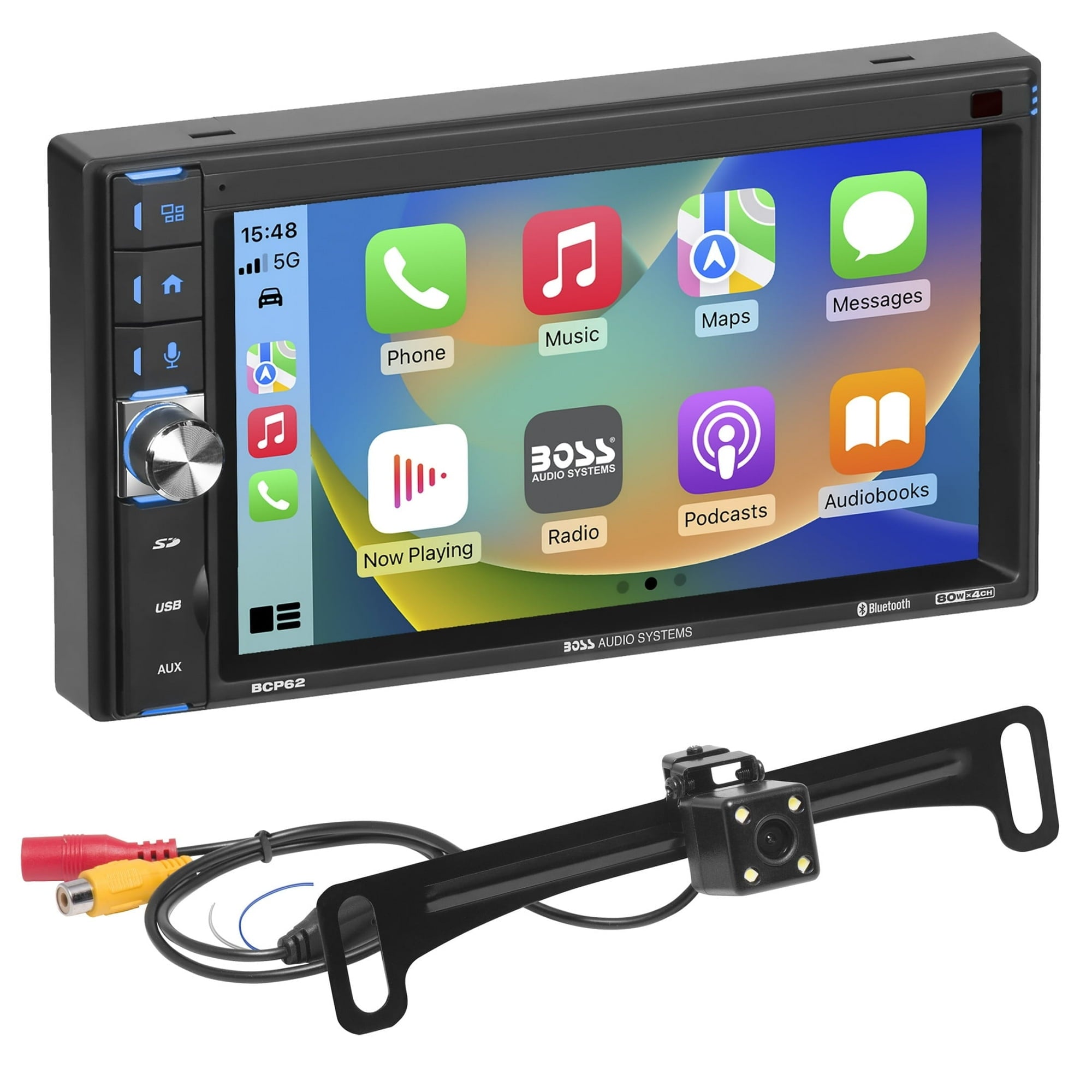 BOSS Car Multimedia Double DIN Car Stereo Apple Carplay, 6.2" Touchscreen Bluetooth Radio.