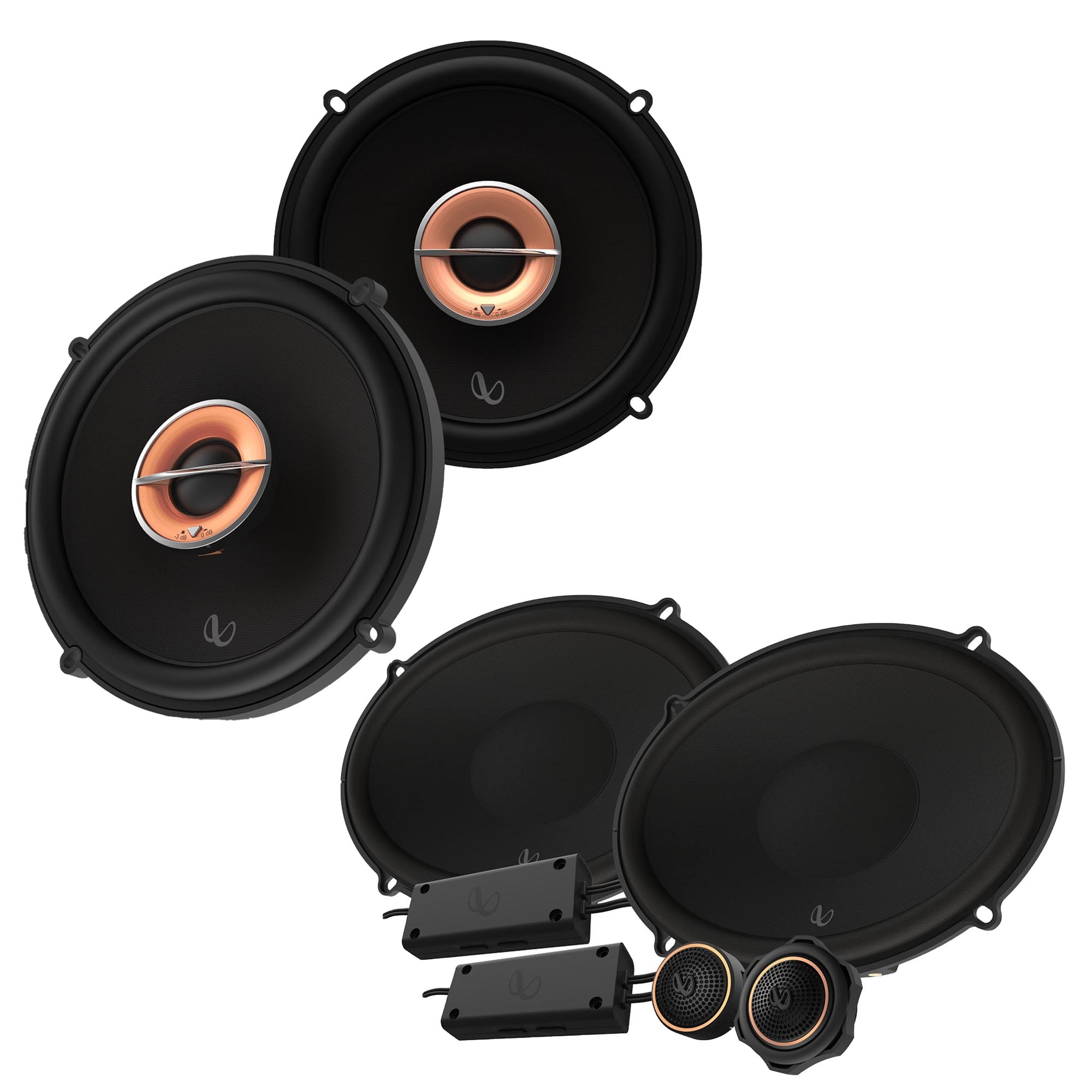 Infinity Kit 6x9" 2-Way Component Set (pair) with Infinity 6.5” Coax Speakers (pair)