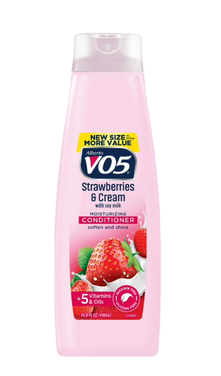 Condicionador Hidratante Alberto VO5 Morangos e Creme, para Todos os Tipos de Cabelo, 500 ml.