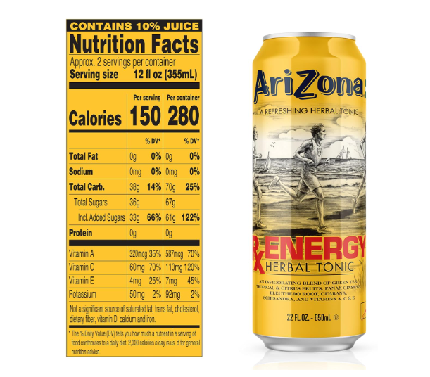 ARIZONA RX ENERGY HERBAL TONIC 22oz