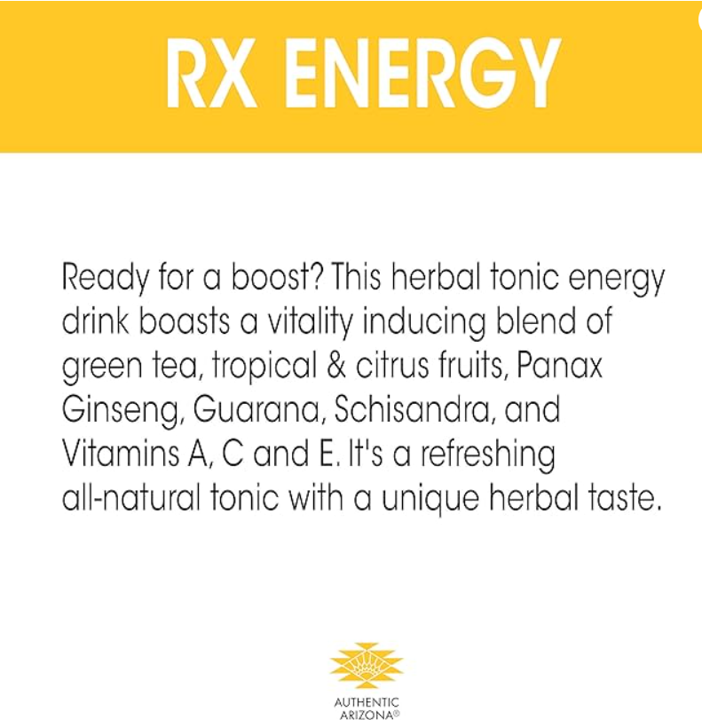 ARIZONA RX ENERGY HERBAL TONIC 22oz