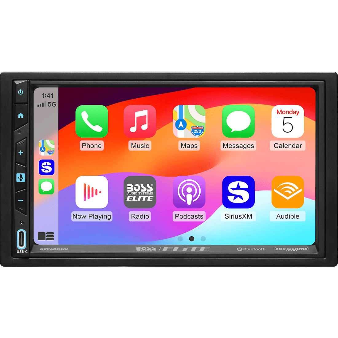 Boss Audio 7" Double DIN Touchscreen Bluetooth SXM CarPlay Android Auto AM FM No DVD.