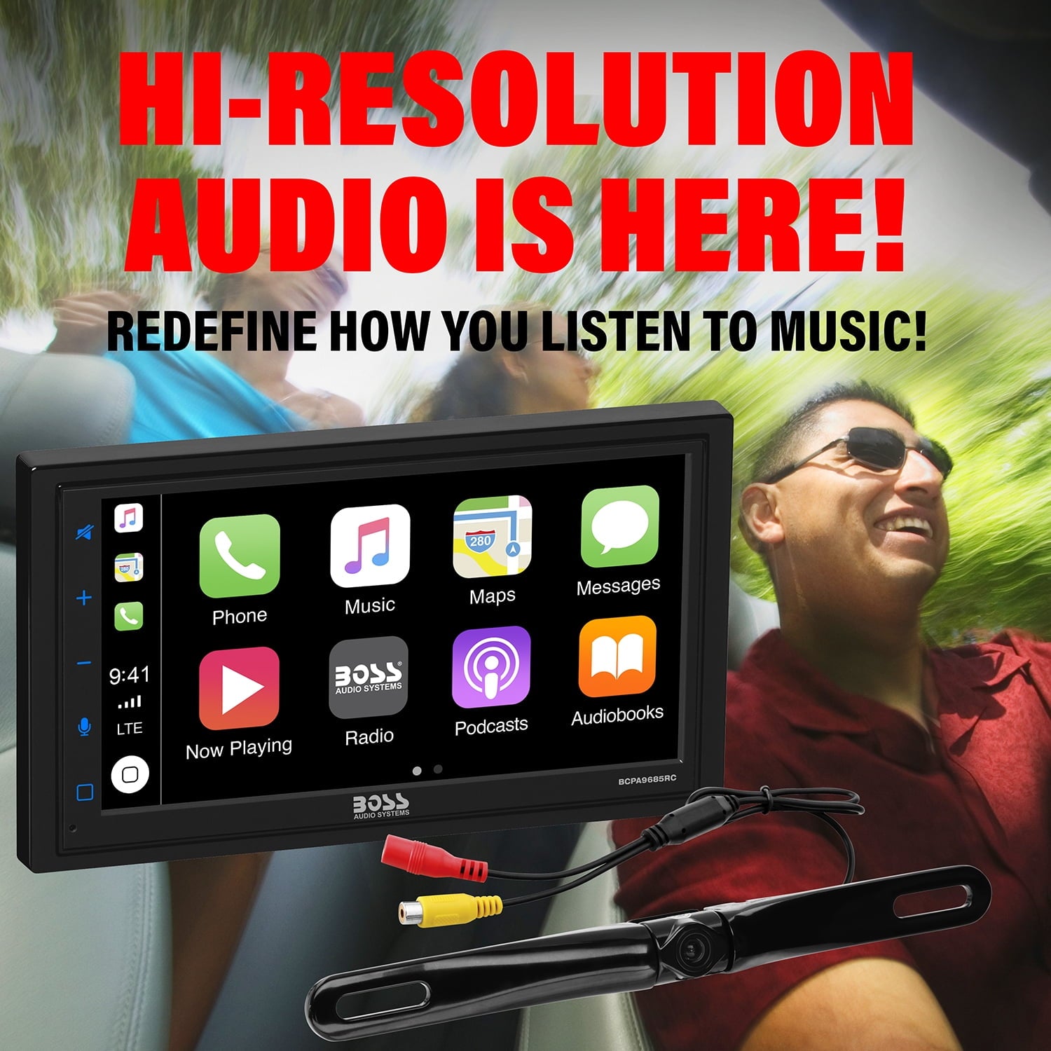 Boss Car Miltimedia .75" Double-DIN Touchscreen, Bluetooth AM/FM Radio Receiver - Black