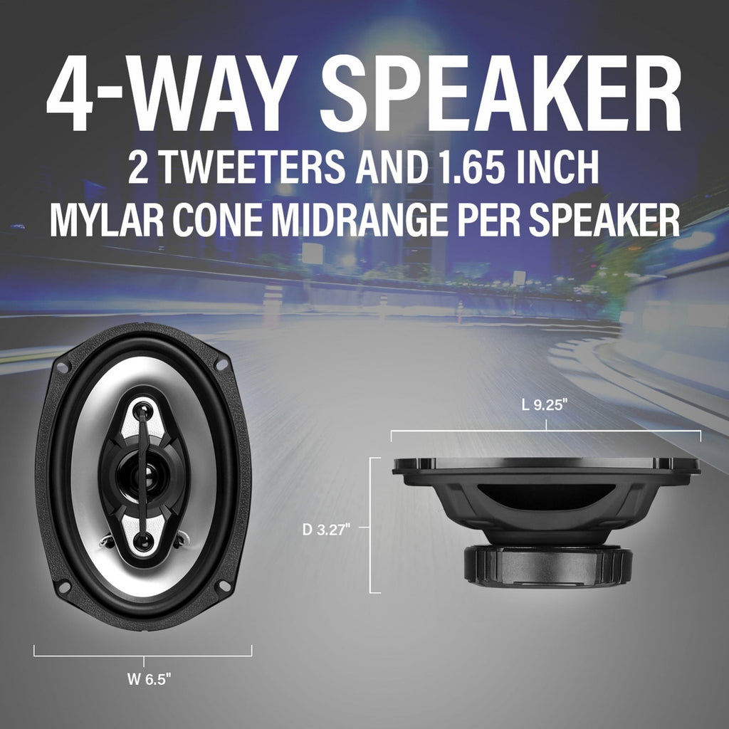 BOSS Audio 6” x 9” Car Speakers, 800 Watts/Pair, Full Range, 4 Way Pair.