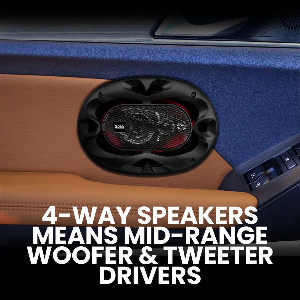 BOSS Audio 6” x 9” Car Speakers, 500 Watts, Full Range, 4 Way Pair.