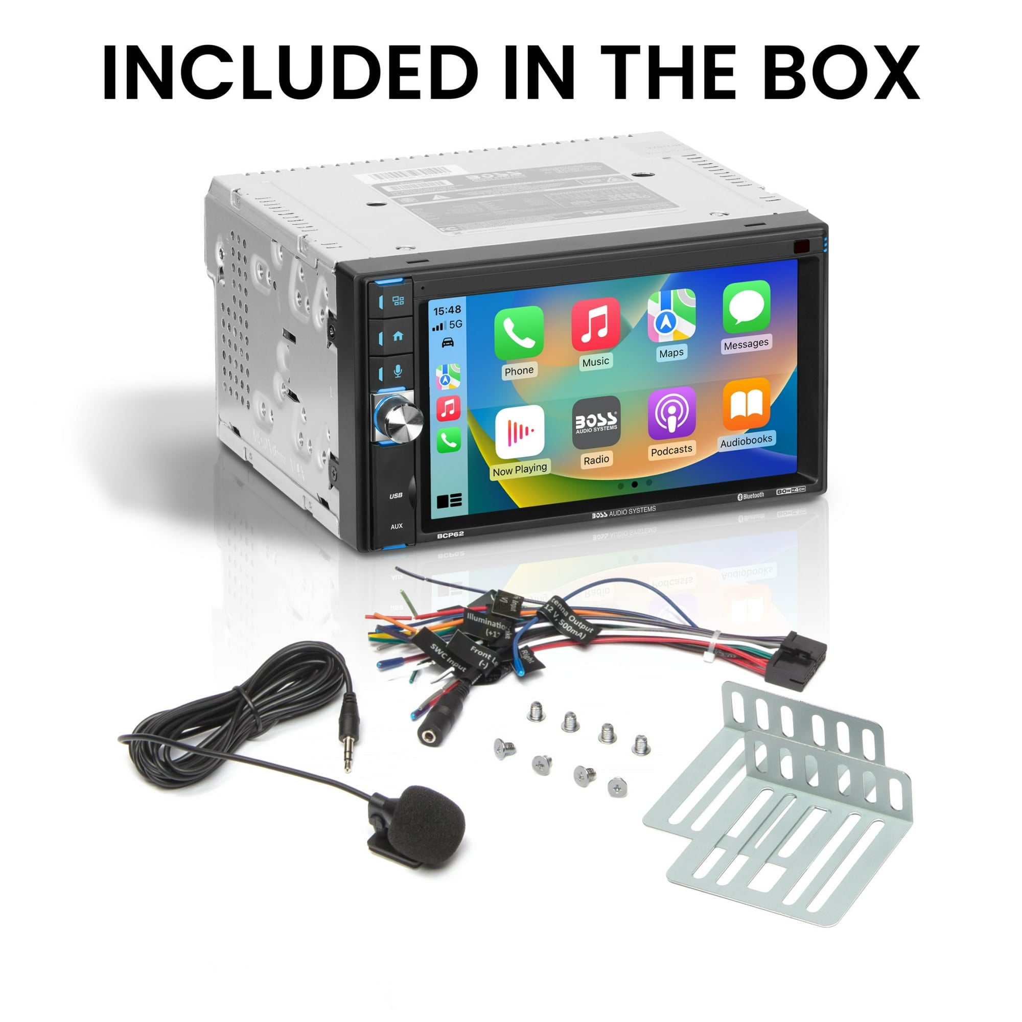 BOSS Double DIN Car Stereo Apple Carplay, 6.2" Touchscreen Bluetooth Radio